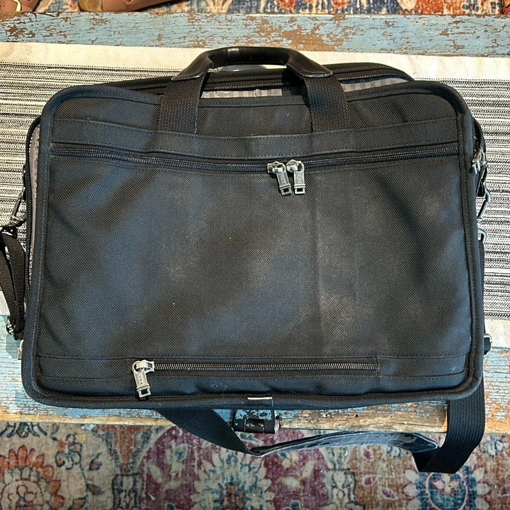 TUMI Alpha Black Ballistic expandable Laptop Business Briefcase